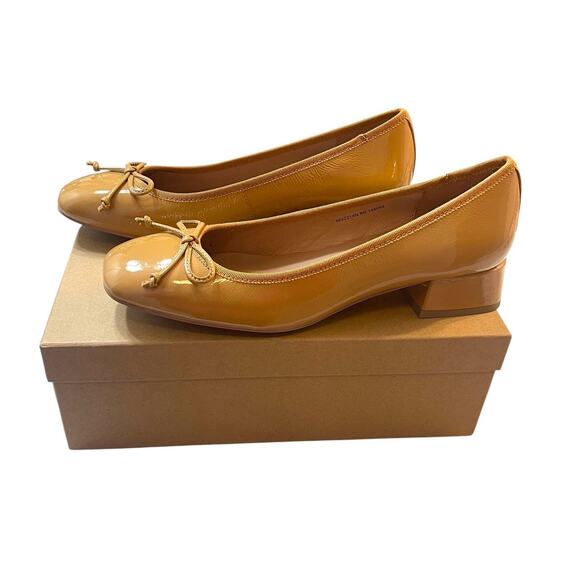 Bibi Lou Suzy Heeled Patent Ballet Pumps in Camel Size 40 / 9.5 US New in Box - Picture 6 of 10
